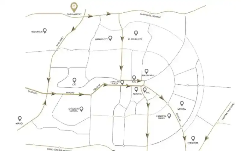 خريطة كمبوند ذا ايكون ريزيدنس التجمع الخامس