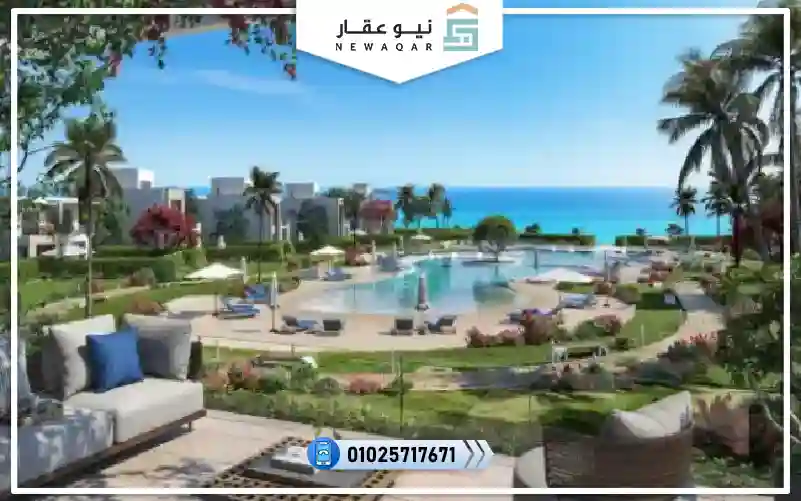 شاليه للبيع 110م في قرية هايد بارك صف اول علي البحر بالتقسيط علي 8 سنين