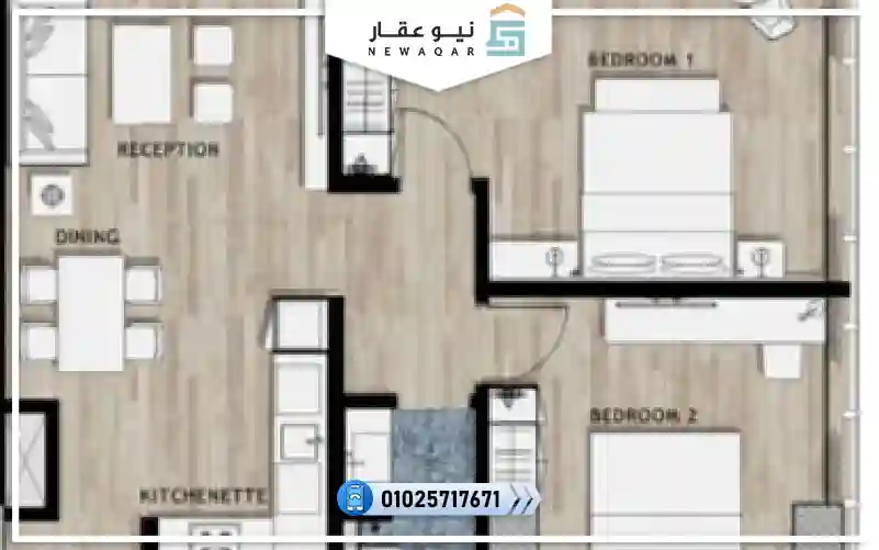 وحدة فندقية الدور الرابع مساحه 143م في OaksEgypt new capital