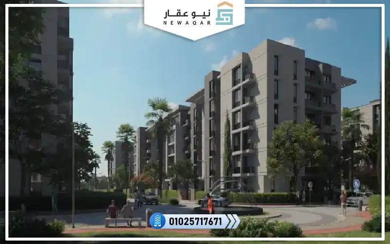 شقة 207م للبيع كمبوند ريفيل العبور نص تشطيب فيولاندسكيب