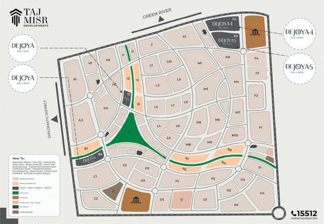 شقة للبيع 175متر كمبوند دي جويا 4 R8 العاصمة الادارية TAJ MISR DEVELOPMENTDEJOYA 4