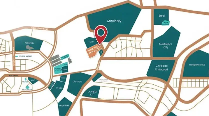 خريطة كمبوند بالم هيلز القاهرة الجديدة