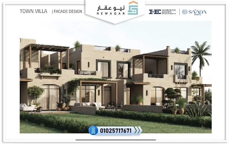 تاون هاوس 336م للبيع بجاردن 305م سعادة الساحل الشمالي