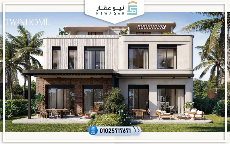 توين هاوس 284م للبيع كمبوند كريسينت التجمع السادس اوبن فيو