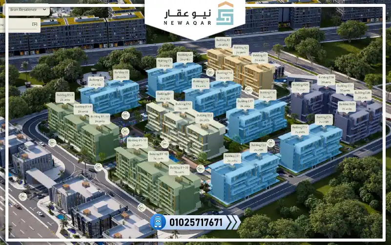 ستوديو للبيع 73م كمبوند جيران ريزيدنس حدائق اكتوبر