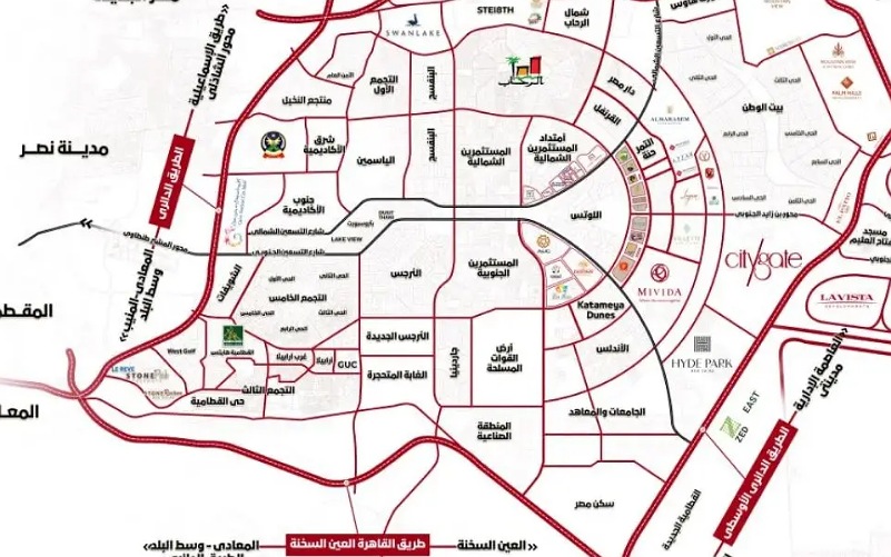 خريطة التجمع السابع القاهرة الجديدة
