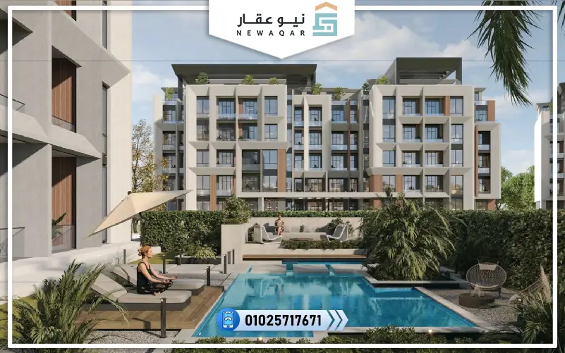 شقة للبيع 114م كمبوند ذا ريزيدنس بفيو فندقي