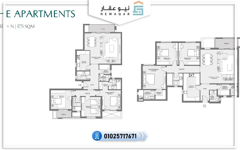 شقة 175م للبيع سوديك ايست فيل المستقبل سيتي