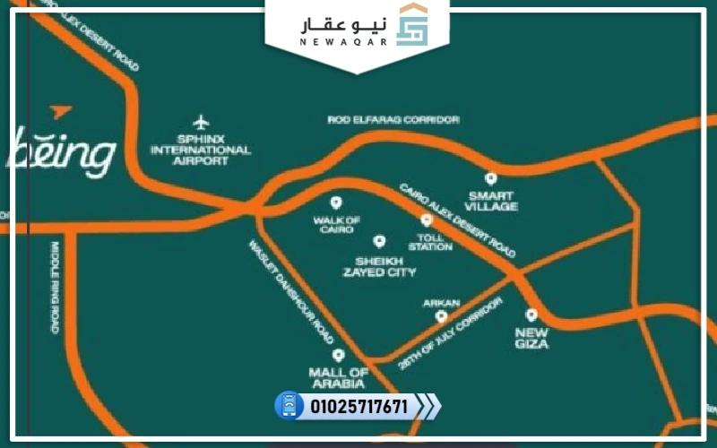 موقع كمبوند بينج زايد الجديدة Being West New Zayed