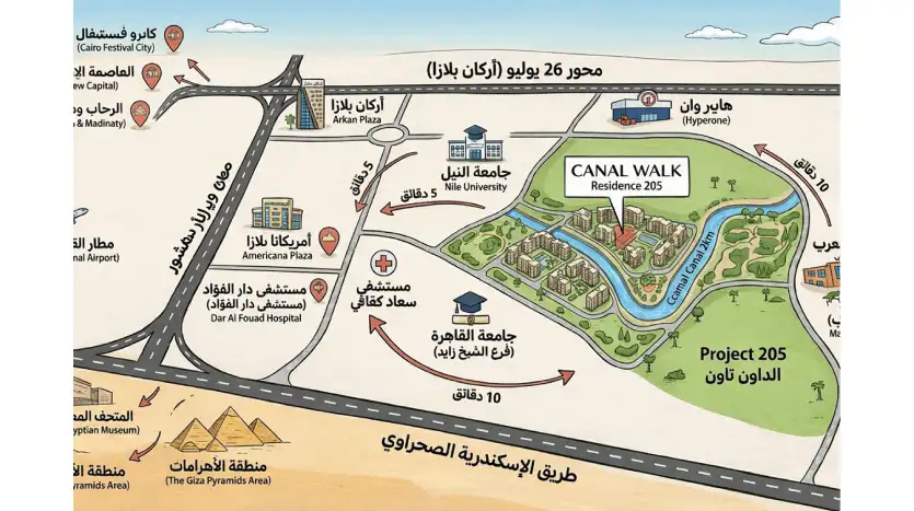 موقع مشروع Canal Walk Residence El Sheikh Zayed