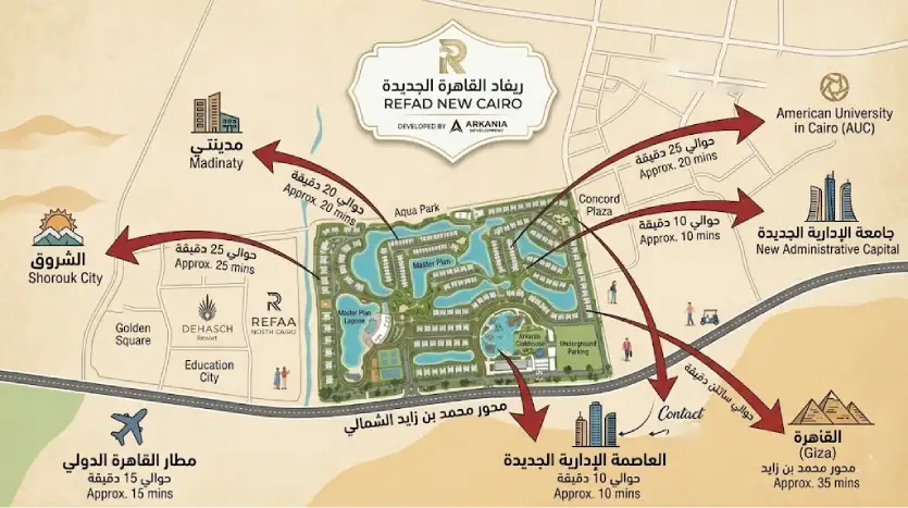 موقع كمبوند ريفاد التجمع الخامس