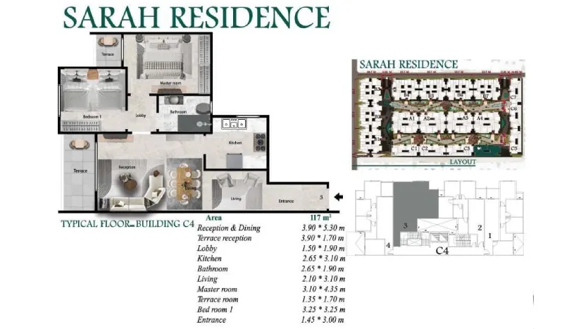 تصميم شقق سارة مدينة ريزيدنس