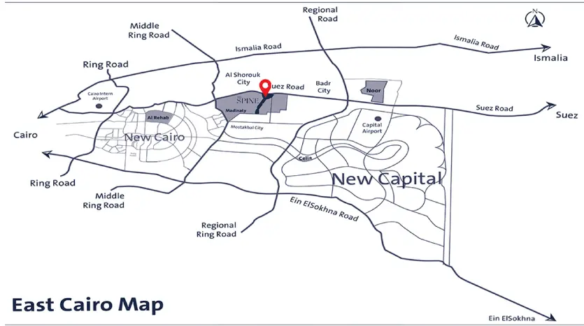 موقع ابراج ذا سباين طلعت مصطفى القاهرة الجديدة