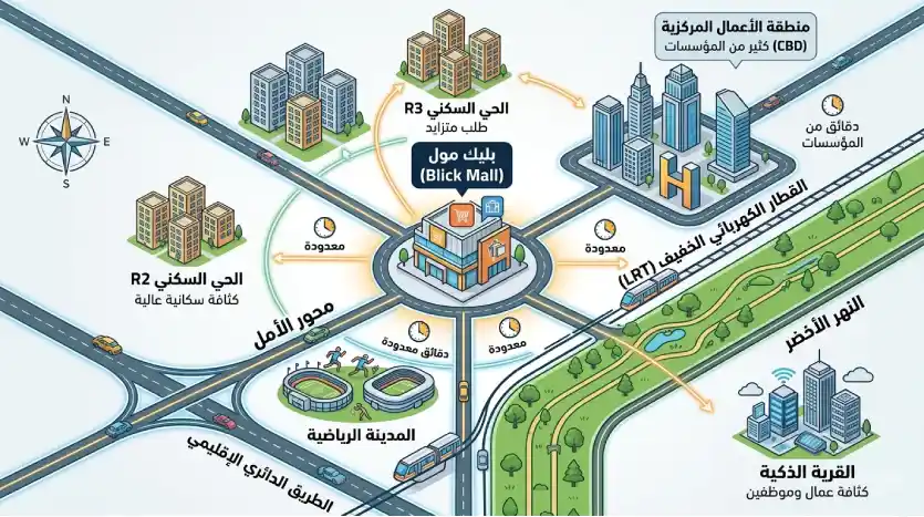 الأماكن القريبة من مشروع بليك العاصمة الادارية