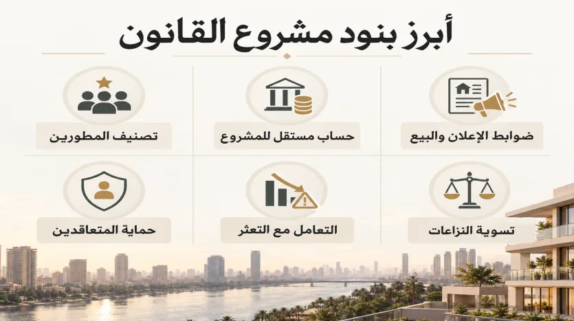 بنود قانون تنظيم التطوير العقاري قانون تنظيم التطوير العقاري في مصر