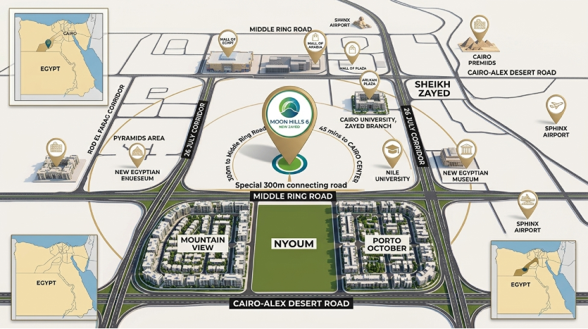 موقع كمبوند Moon Hills 6 New Zayed