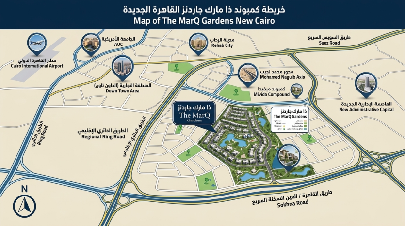 موقع كمبوند The MarQ Gardens
