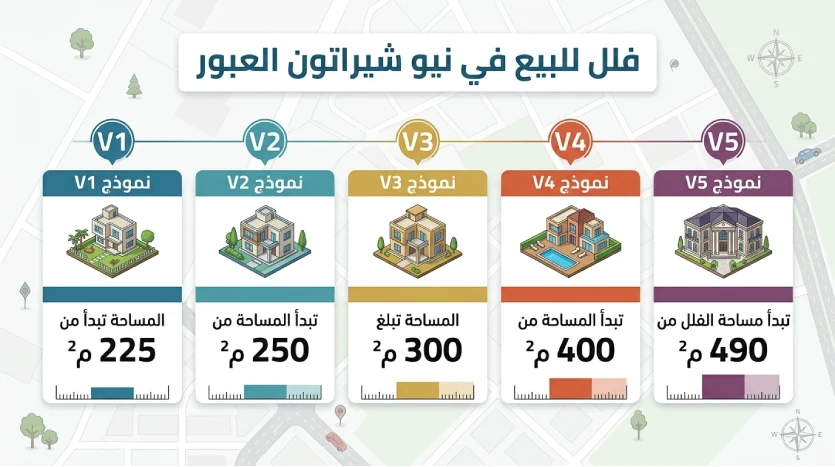 مساحة فلل العبور نيو شيراتون