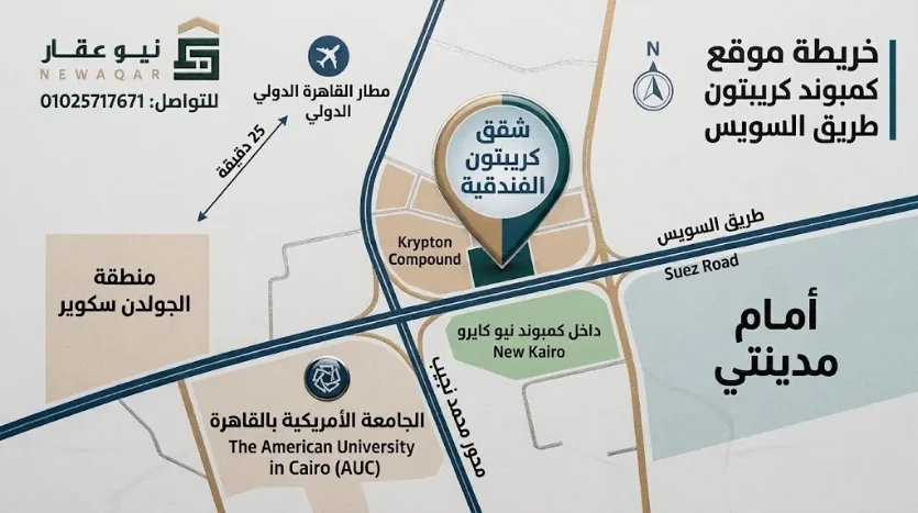 المعالم والمحاور القريبة من كمبوند كريبتون نيو كايرو