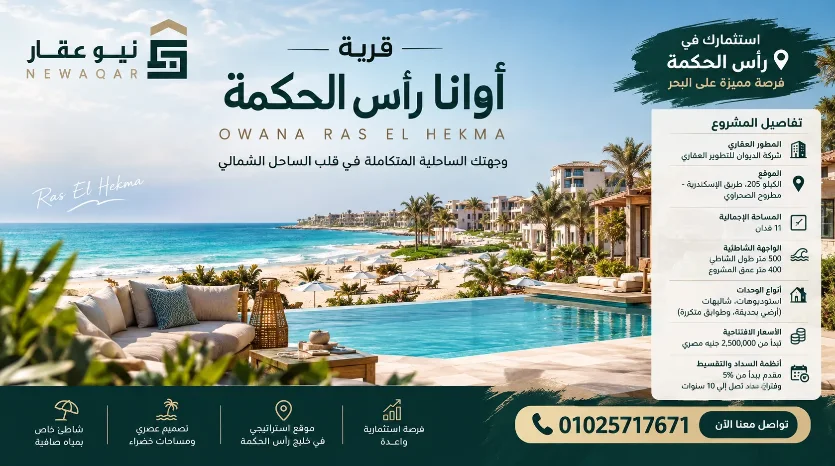 دليل الاستثمار في قرية Owana Ras El Hekma